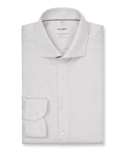 Heren overhemd lange mouw beige