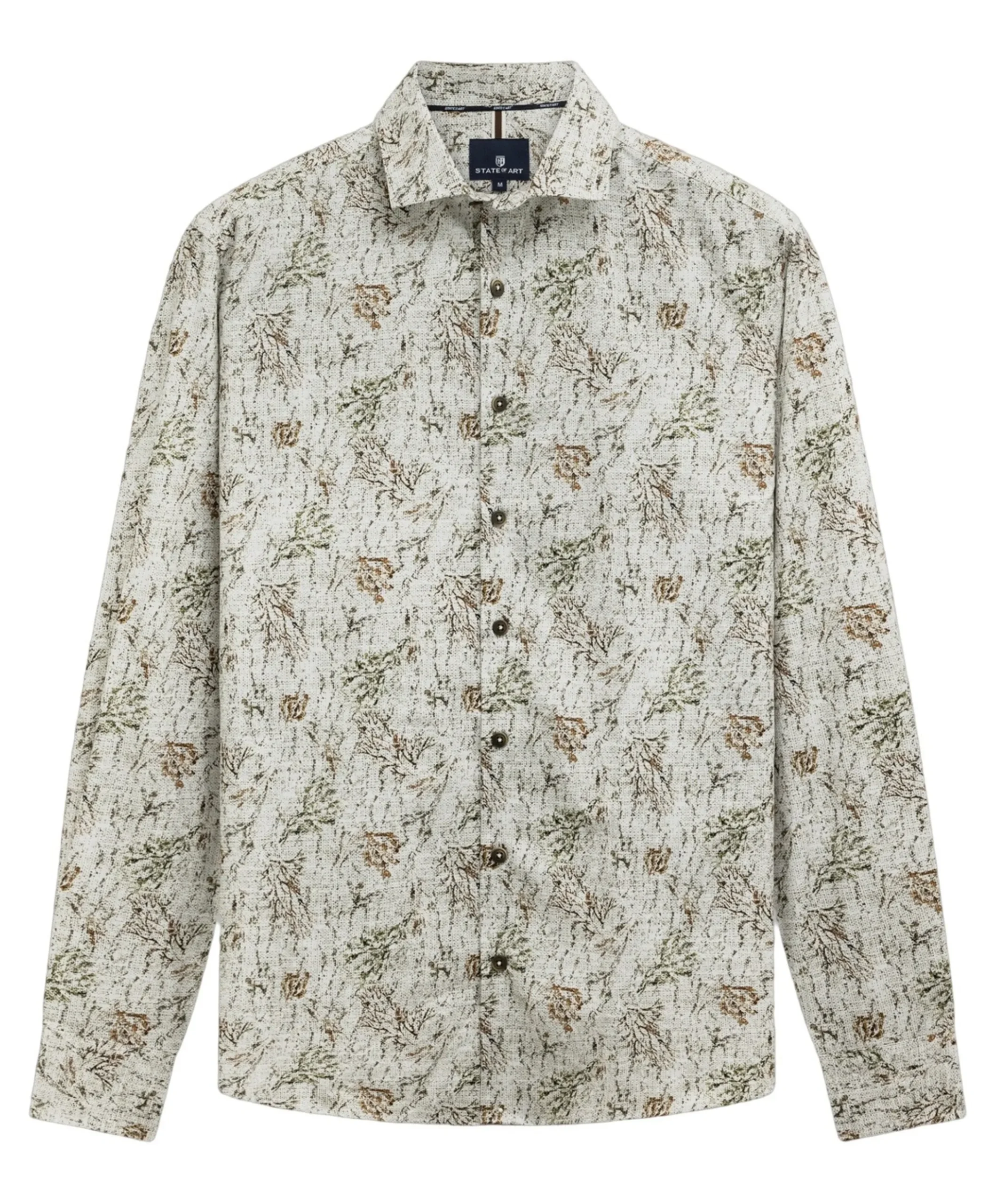 Heren overhemd lange mouw beige