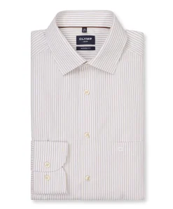 Heren overhemd lange mouw beige