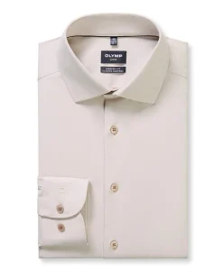 Heren overhemd lange mouw beige