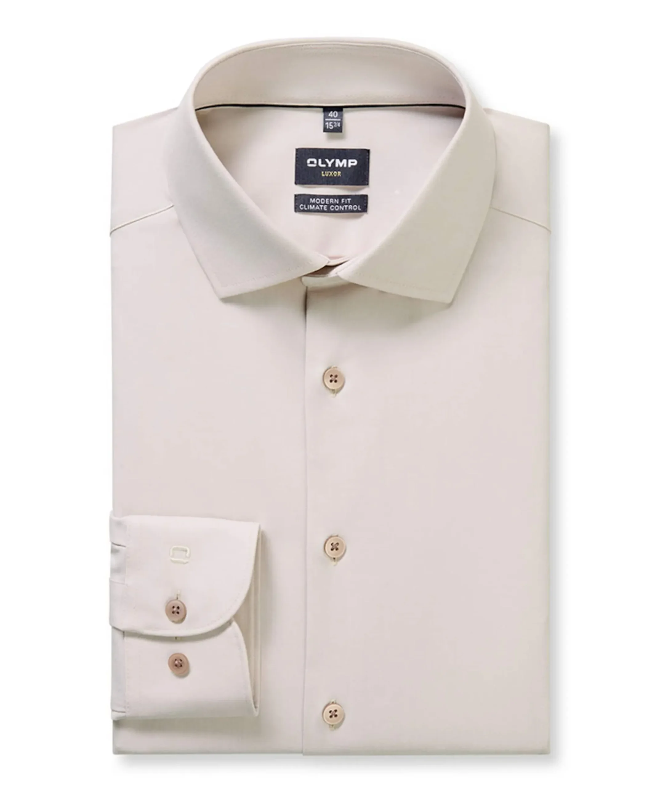 Heren overhemd lange mouw beige
