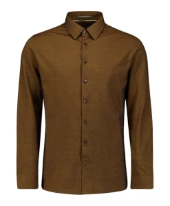 Heren overhemd lange mouw beige