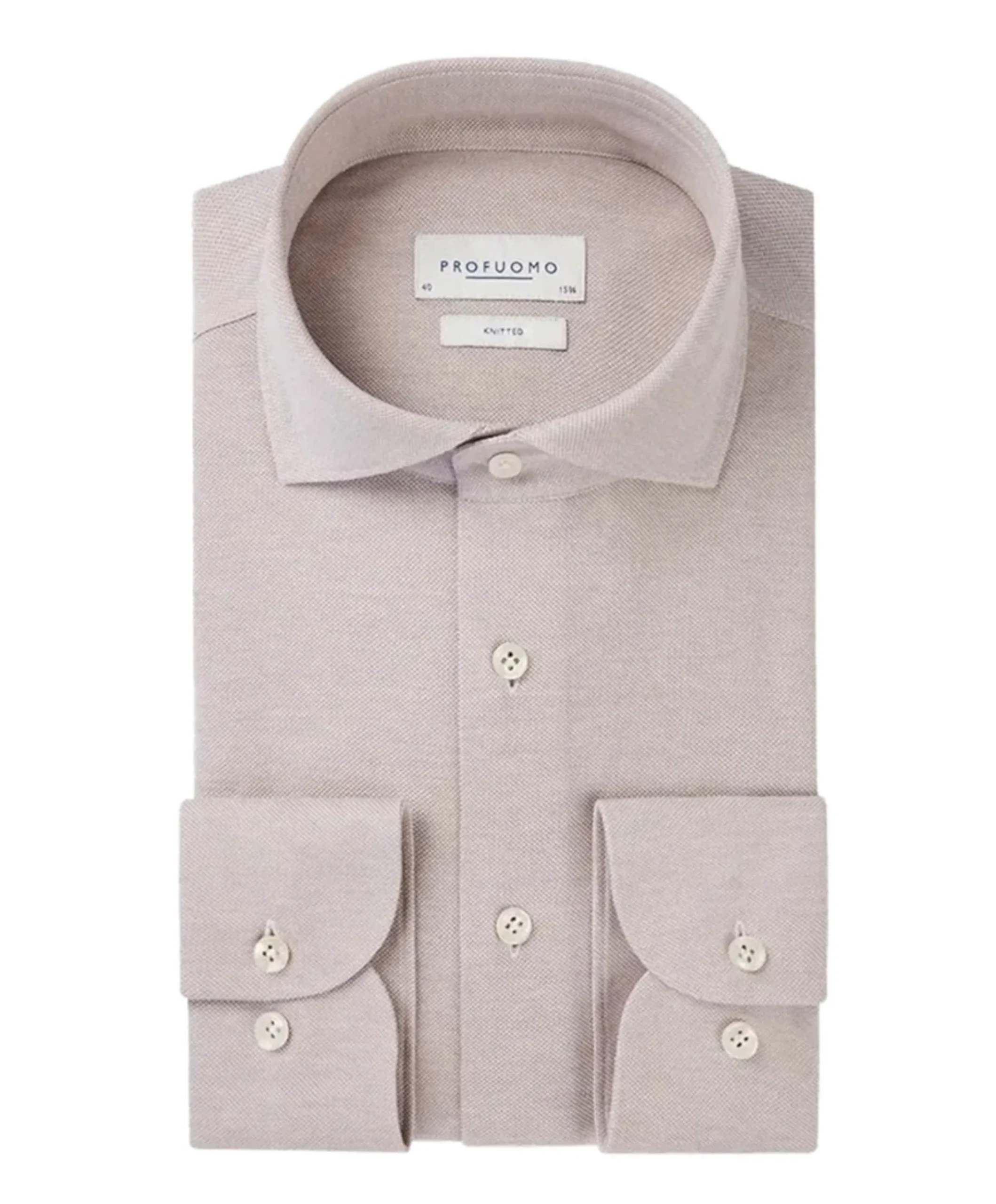 Heren overhemd lange mouw beige