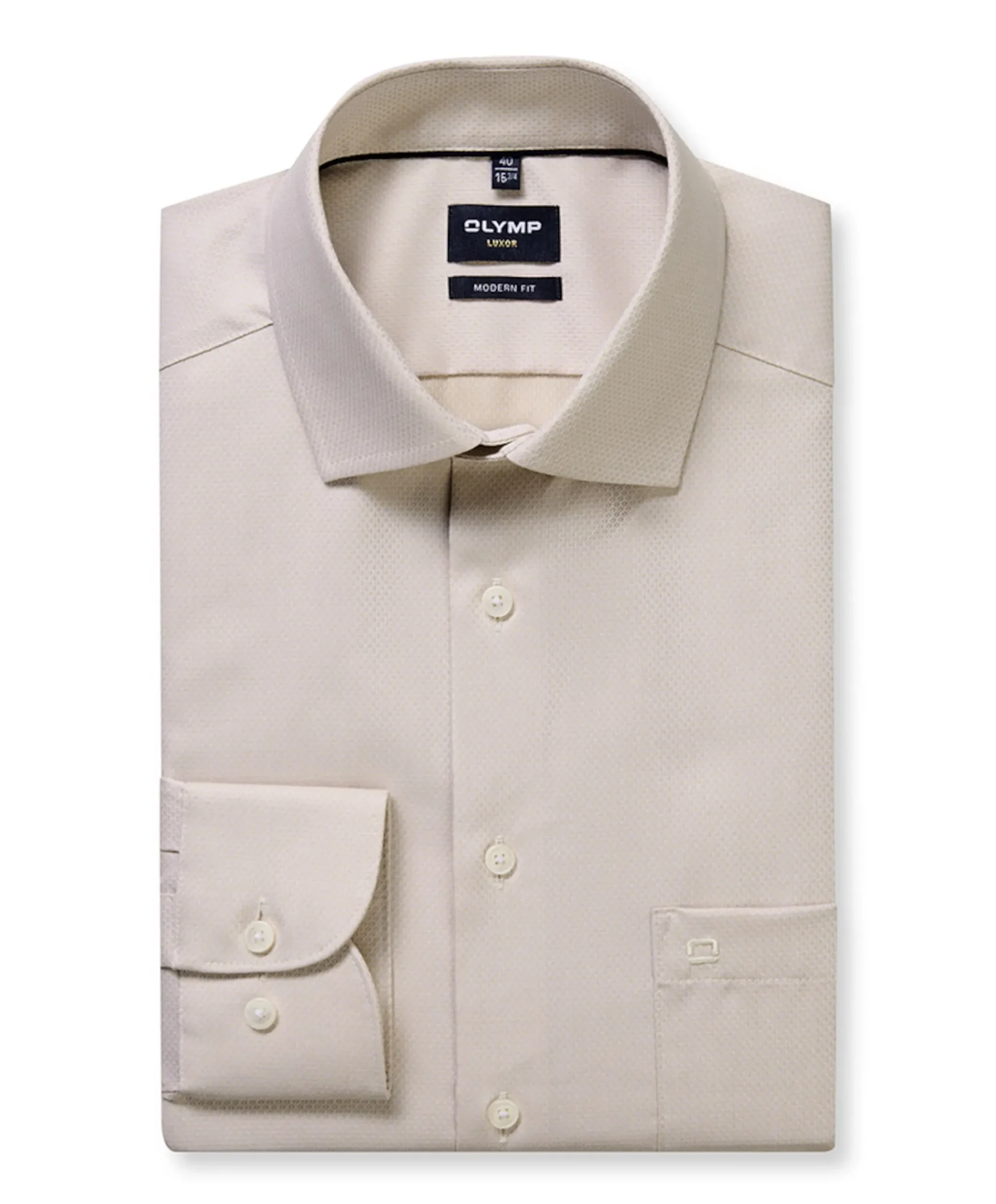 Heren overhemd lange mouw beige