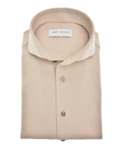 Heren overhemd lange mouw beige
