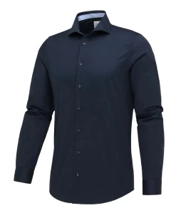 Heren overhemd lange mouw blauw