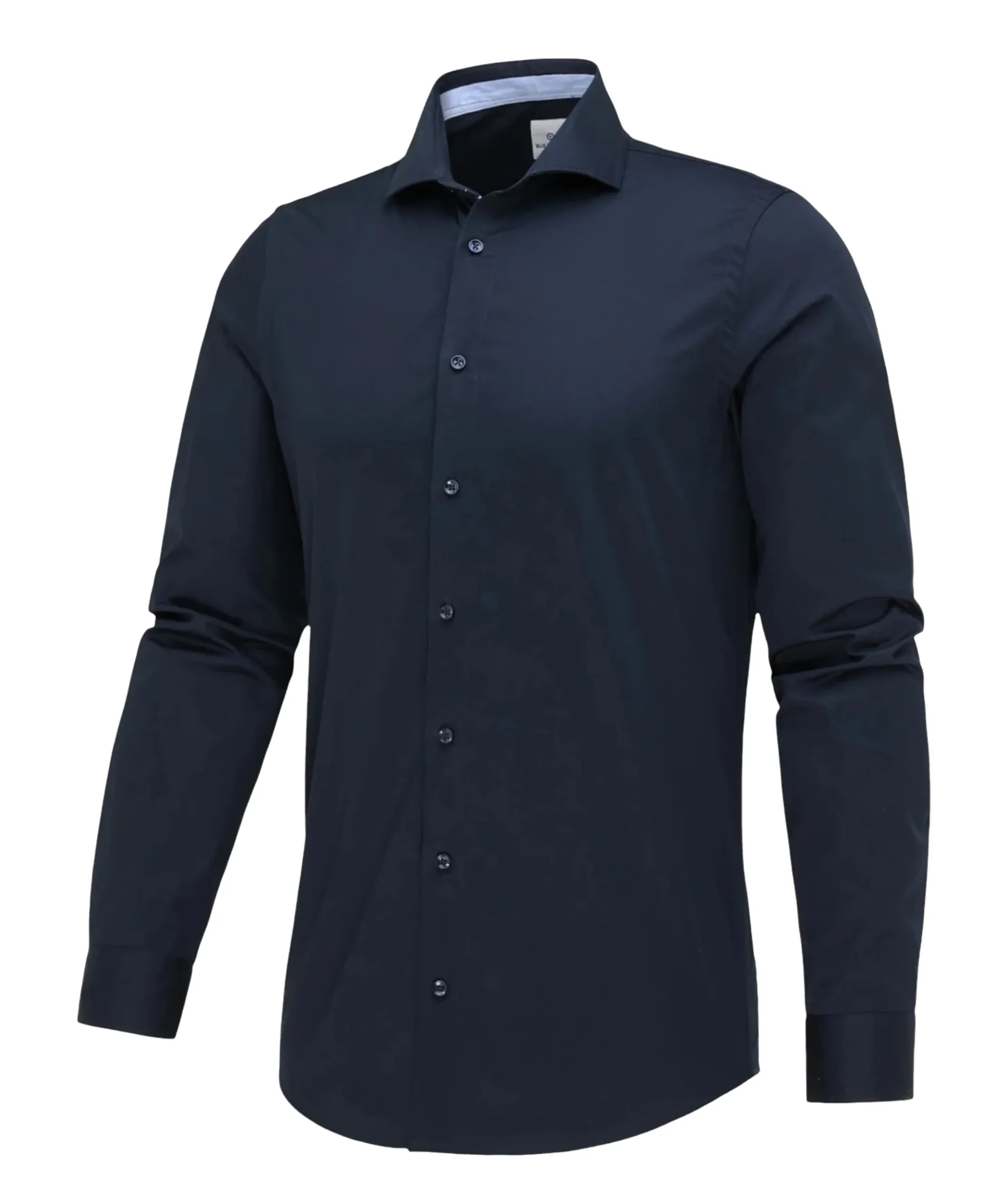 Heren overhemd lange mouw blauw