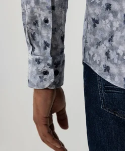 Heren overhemd lange mouw blauw