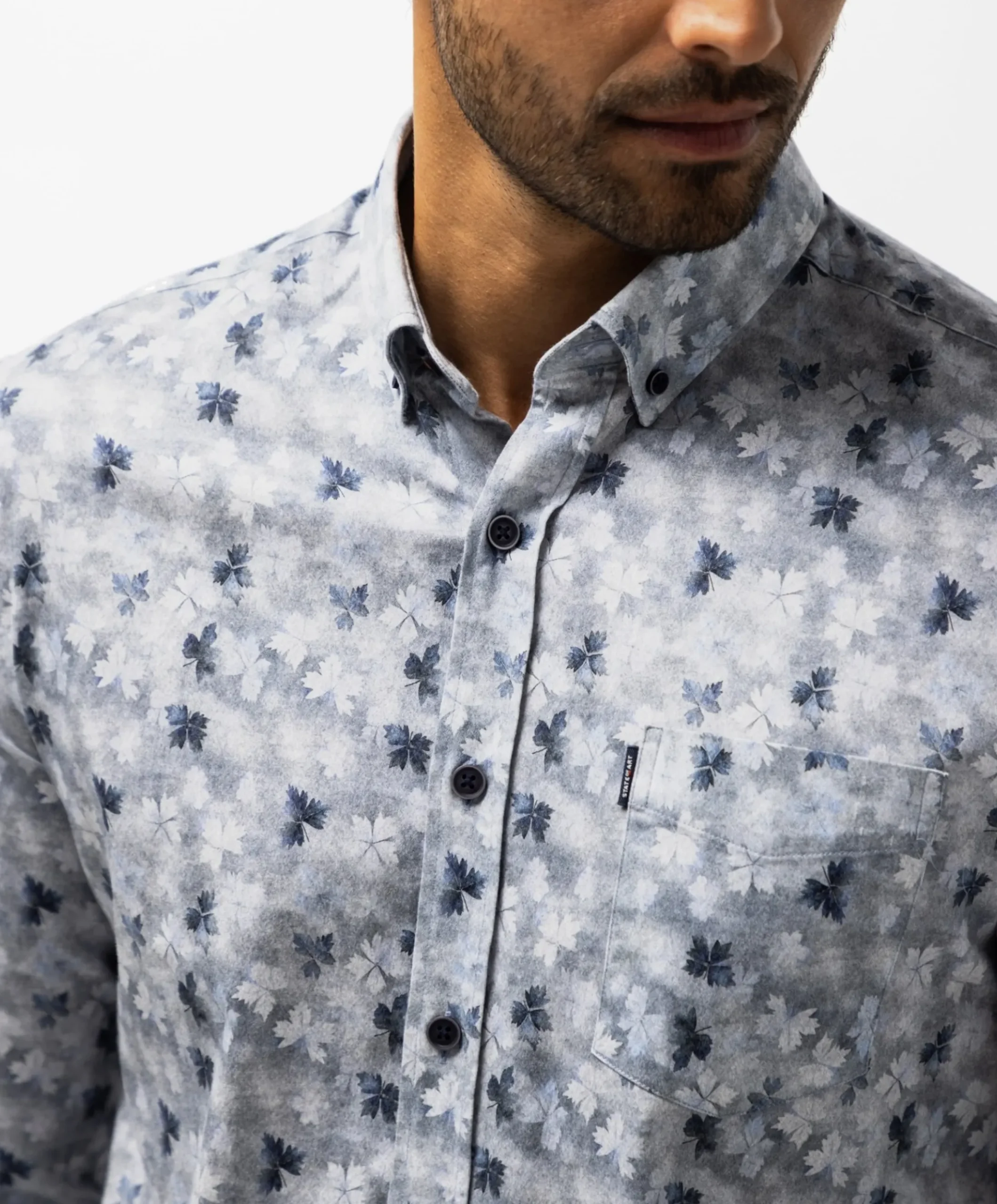 Heren overhemd lange mouw blauw