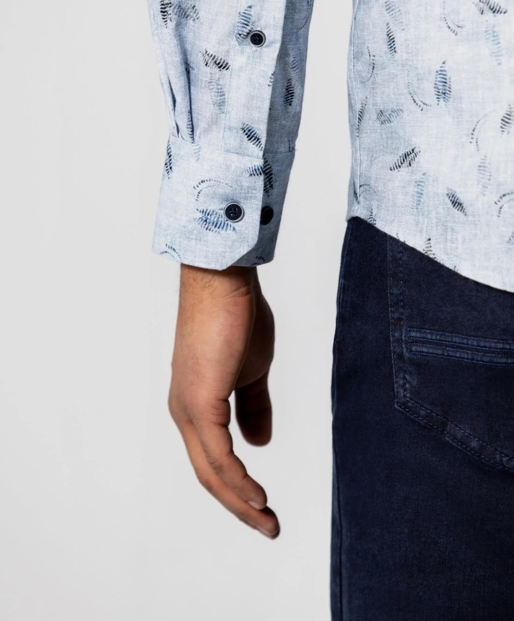 Heren overhemd lange mouw blauw