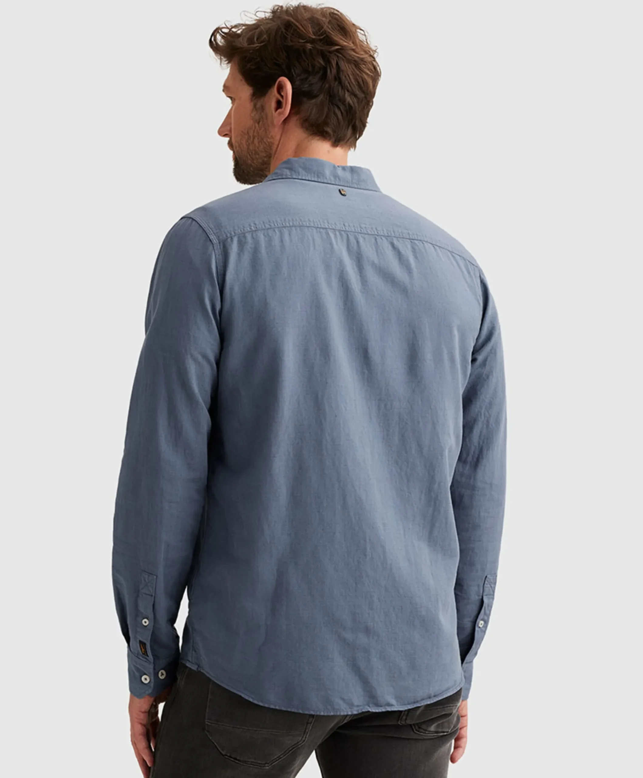 Heren overhemd lange mouw blauw