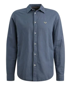 Heren overhemd lange mouw blauw