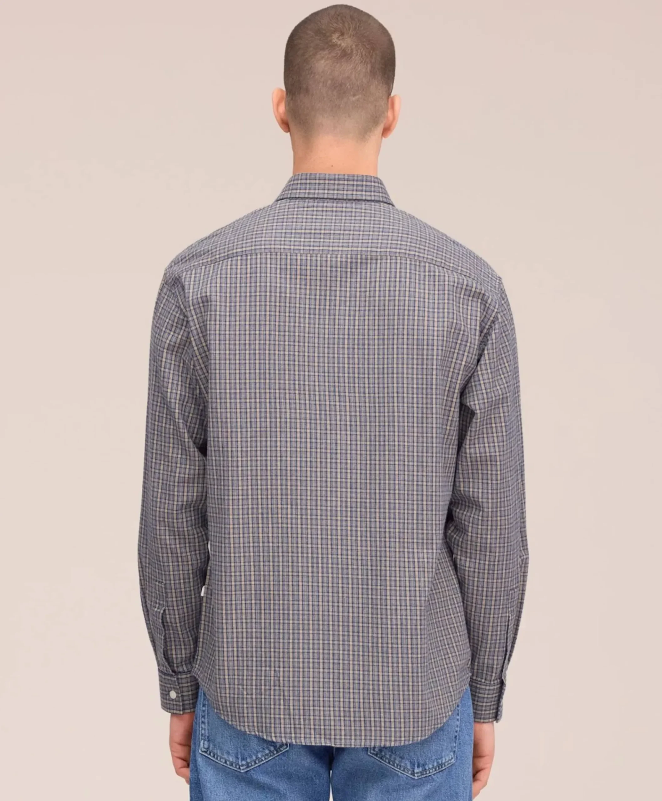 Heren overhemd lange mouw blauw