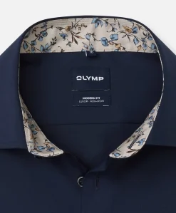 Heren overhemd lange mouw blauw