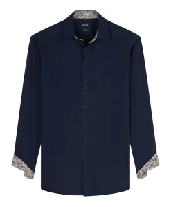 Heren overhemd lange mouw blauw
