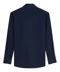 Heren overhemd lange mouw blauw
