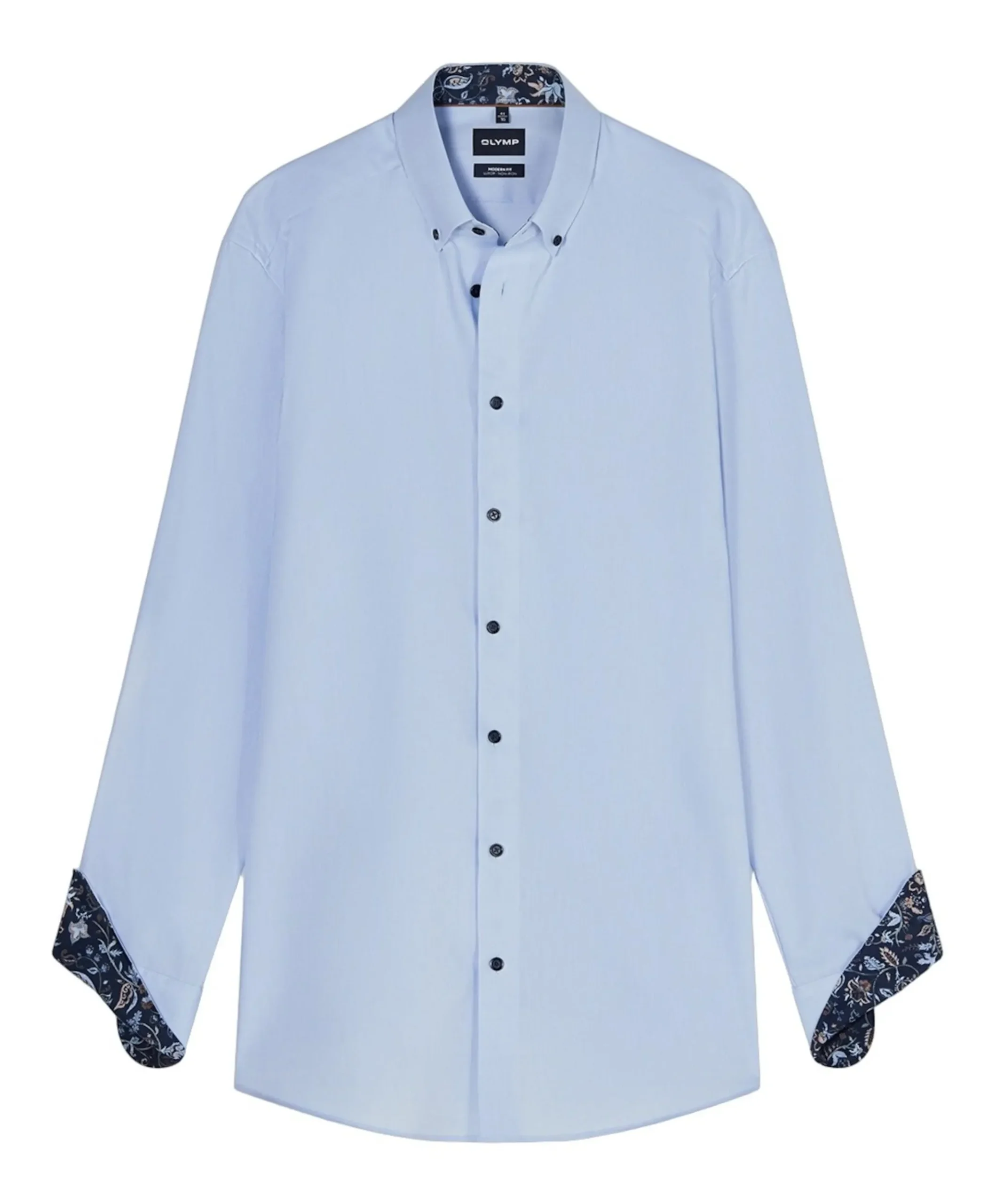 Heren overhemd lange mouw blauw