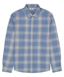 Heren overhemd lange mouw blauw