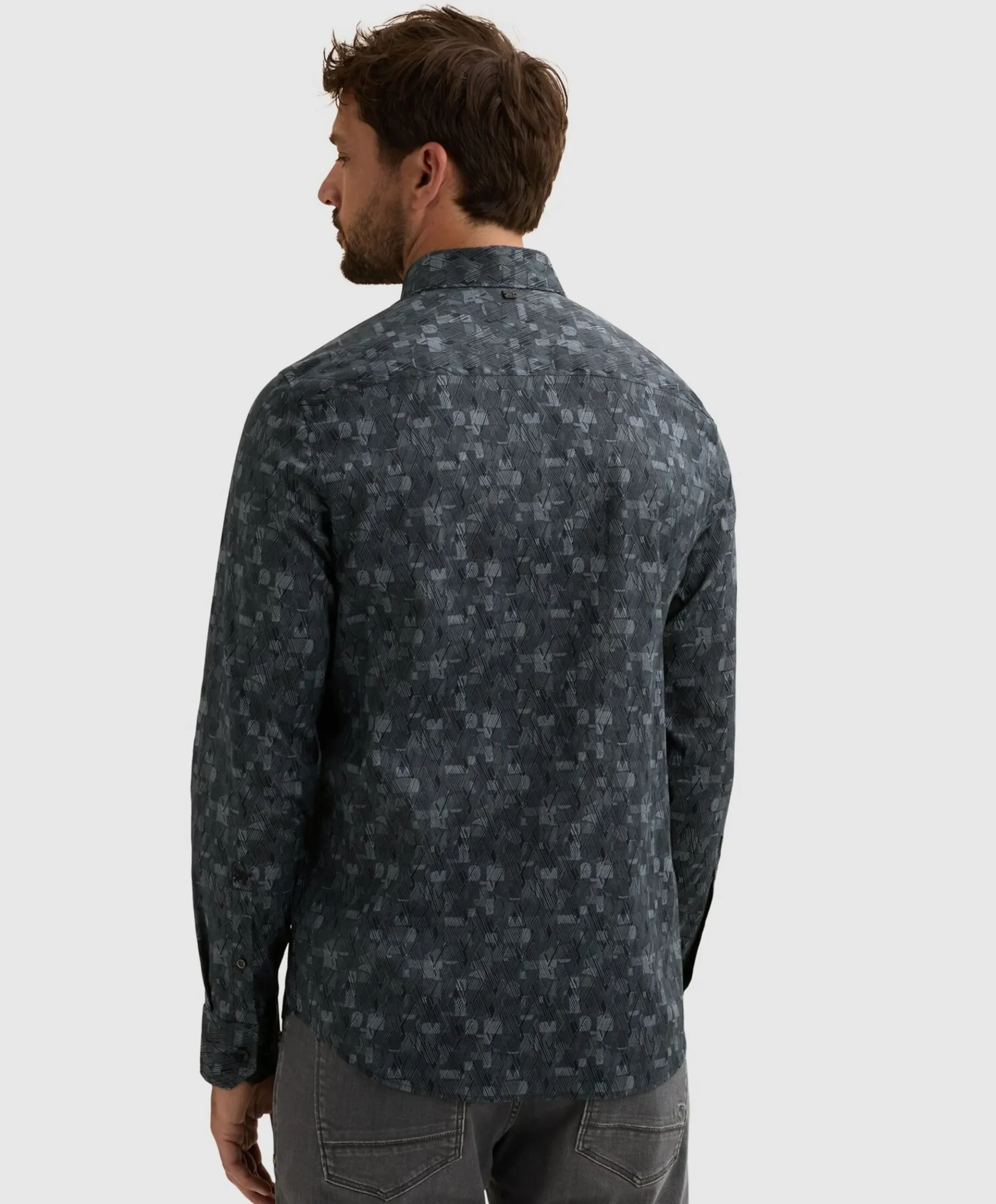 Heren overhemd lange mouw blauw
