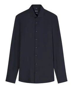 Heren overhemd lange mouw blauw