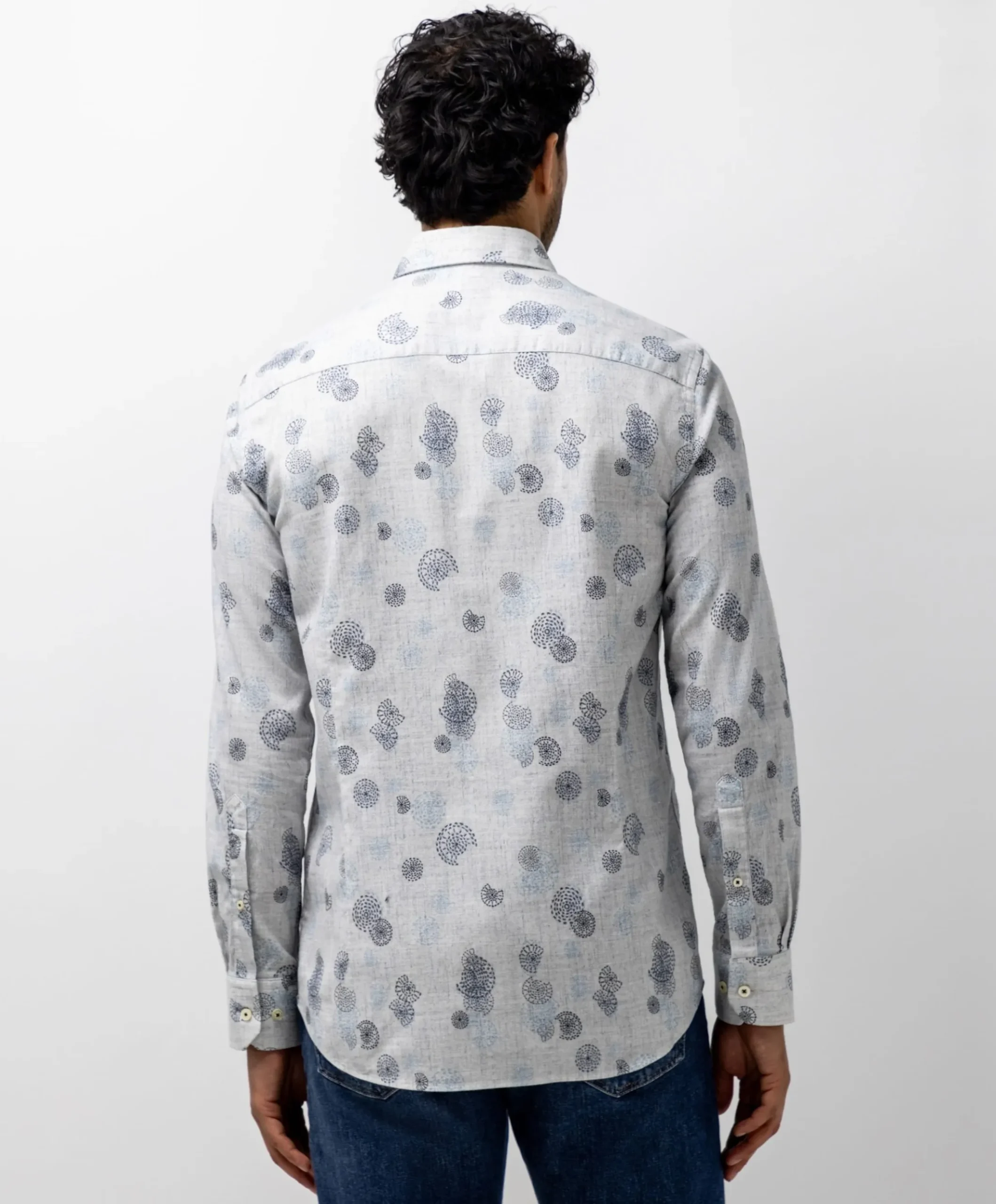 Heren overhemd lange mouw blauw