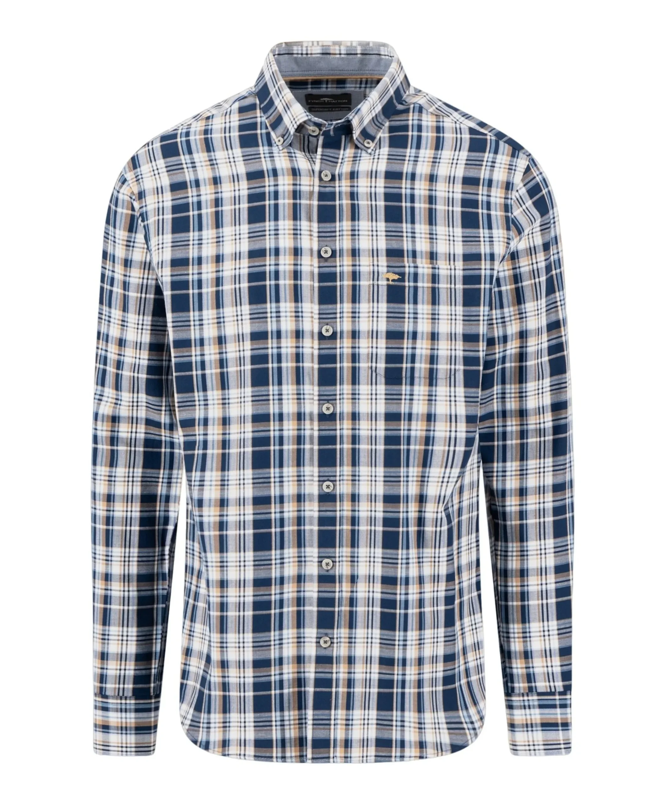 Heren overhemd lange mouw blauw