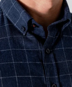 Heren overhemd lange mouw blauw