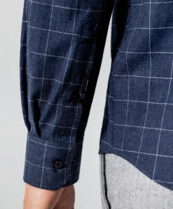 Heren overhemd lange mouw blauw