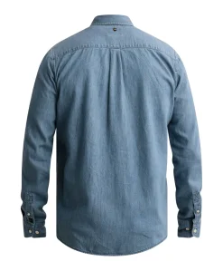 Heren overhemd lange mouw blauw