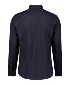Heren overhemd lange mouw blauw