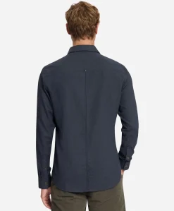 Heren overhemd lange mouw blauw
