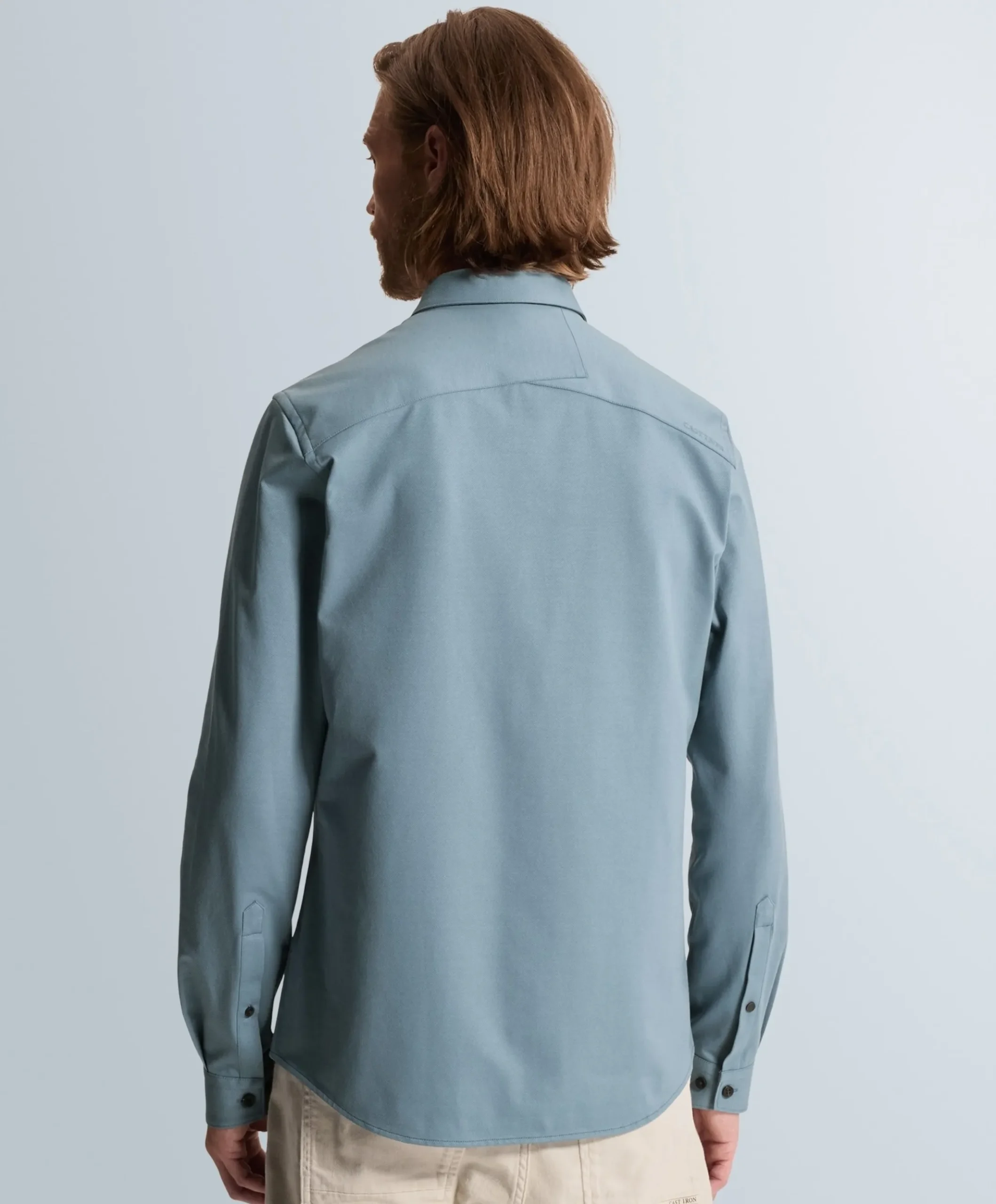 Heren overhemd lange mouw blauw