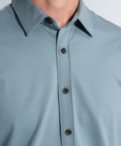 Heren overhemd lange mouw blauw