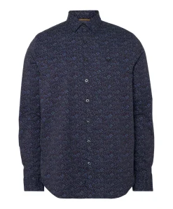 Heren overhemd lange mouw blauw