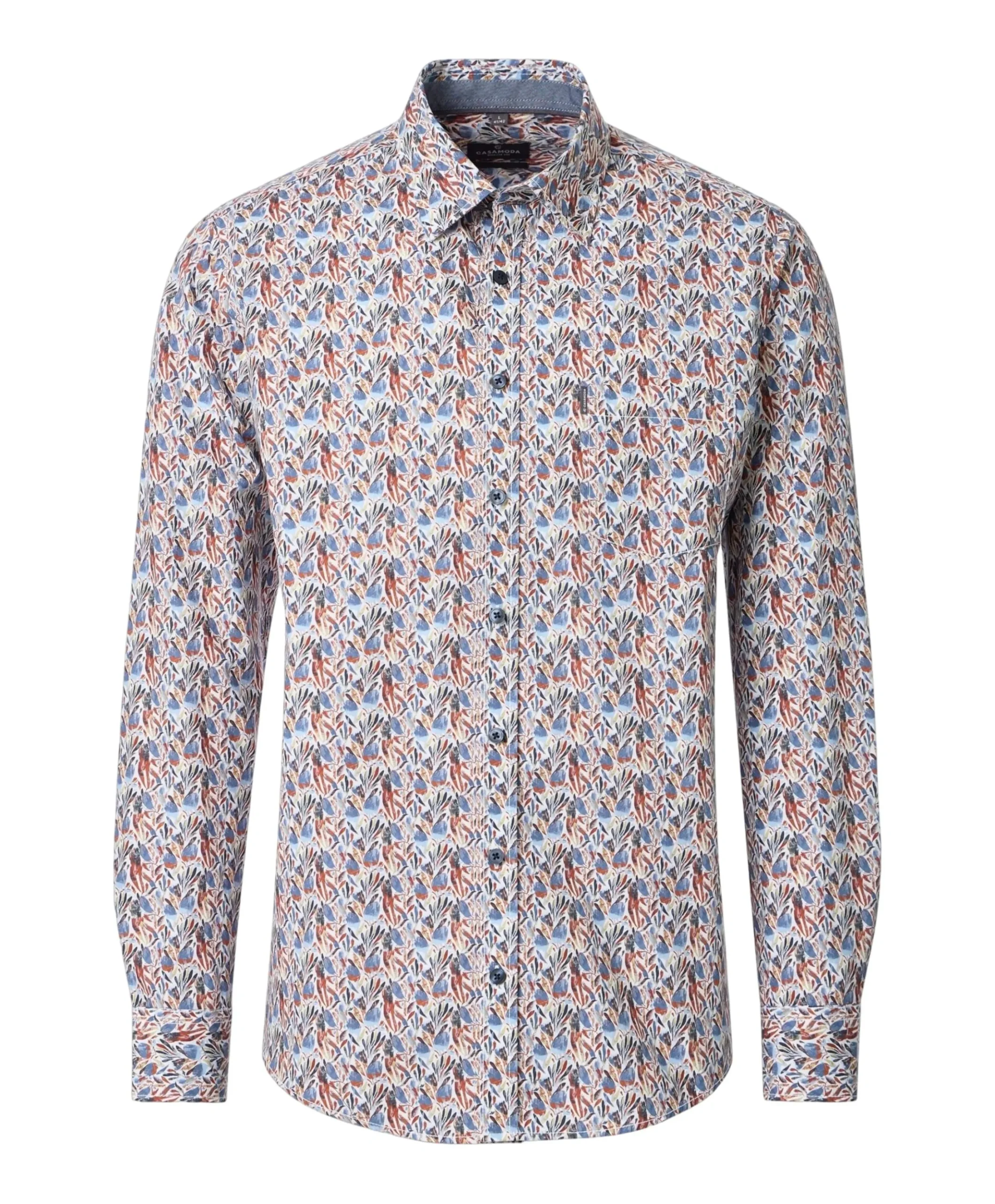 Heren overhemd lange mouw blauw