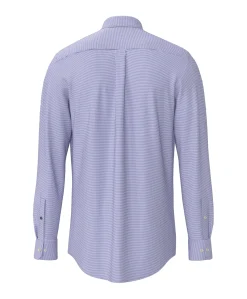 Heren overhemd lange mouw blauw