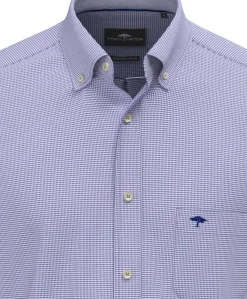 Heren overhemd lange mouw blauw