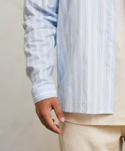 Heren overhemd lange mouw blauw