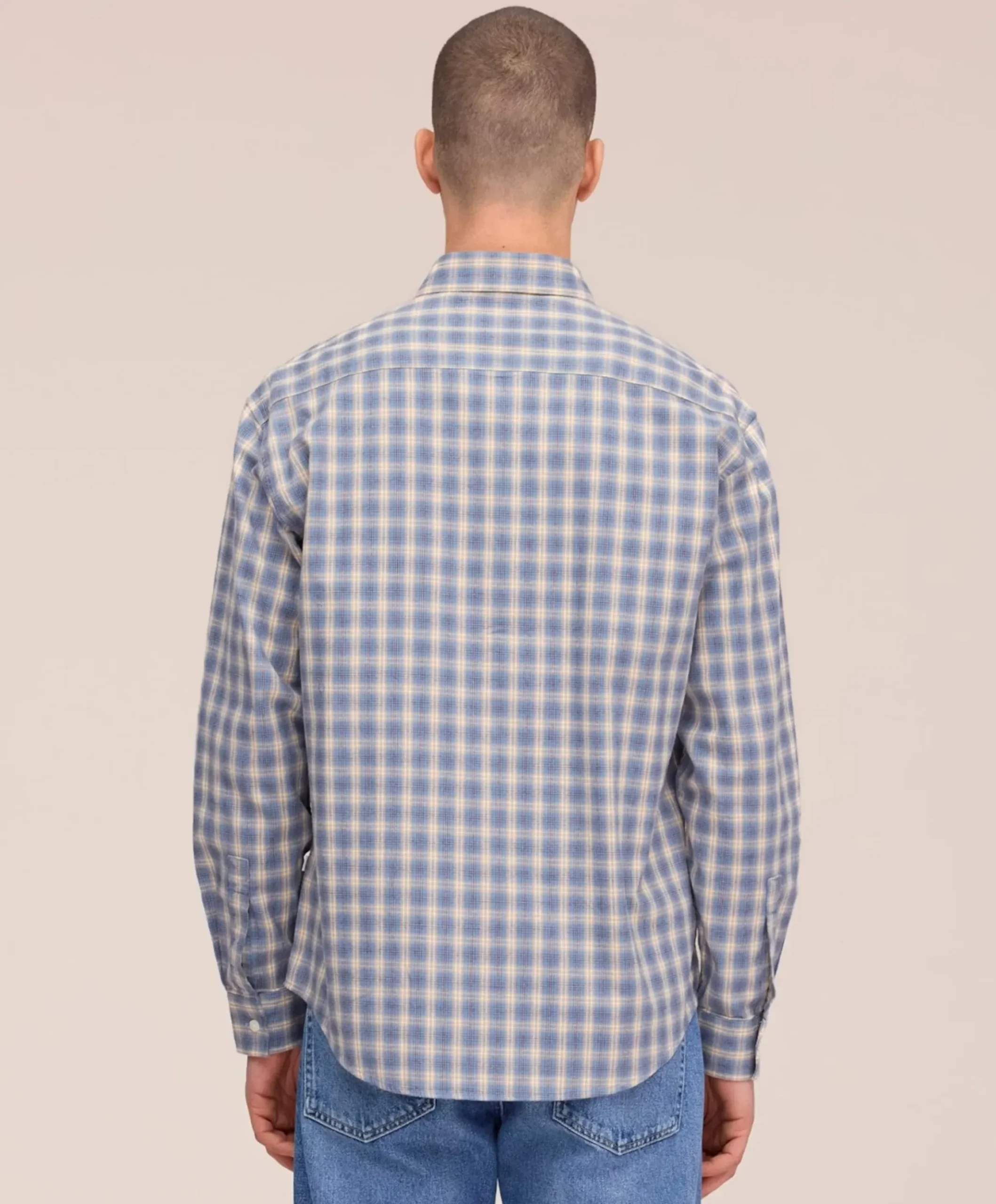 Heren overhemd lange mouw blauw