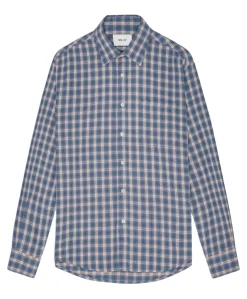 Heren overhemd lange mouw blauw