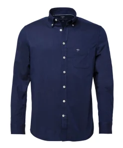 Heren overhemd lange mouw blauw