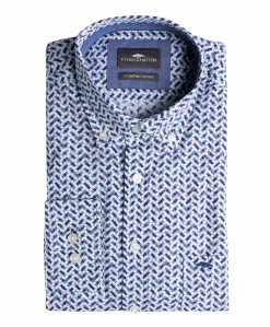 Heren overhemd lange mouw blauw