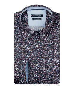Heren overhemd lange mouw blauw