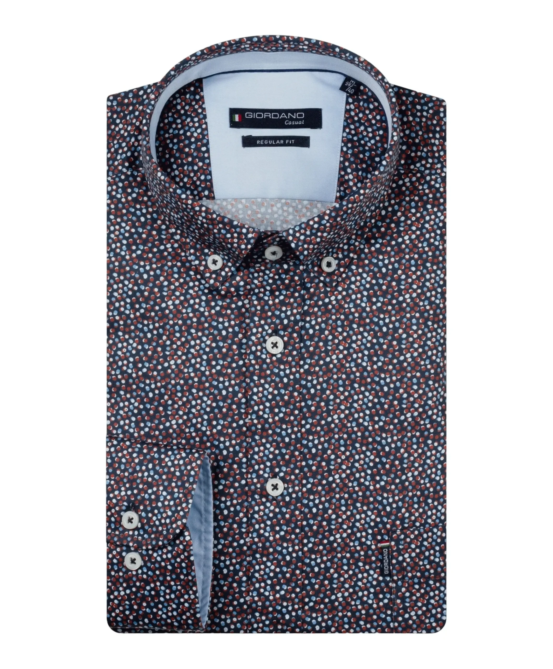 Heren overhemd lange mouw blauw