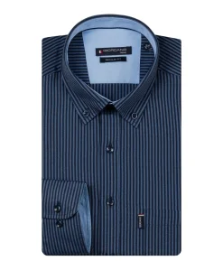 Heren overhemd lange mouw blauw