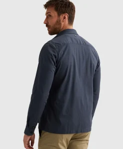 Heren overhemd lange mouw blauw