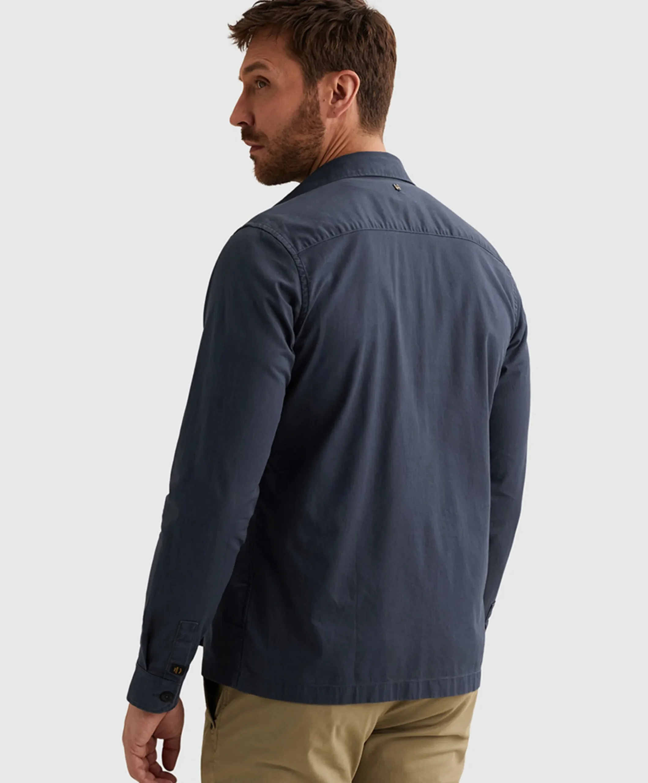 Heren overhemd lange mouw blauw
