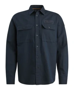 Heren overhemd lange mouw blauw