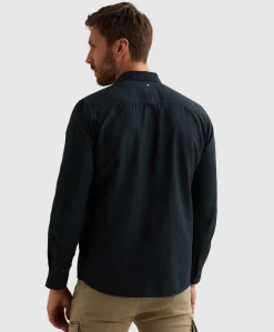 Heren overhemd lange mouw blauw