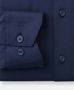 Heren overhemd lange mouw blauw